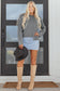 Medium Grey Raw Edge Uneven Hem Patchwork Drop Shoulder Sweater