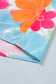 Multicolour Vibrant Flower Printed Tie V Neck Ruffle Trim Sleeveless Blouse