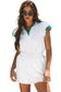 White Colorblock Edge Cap Sleeve Collared Top 2 Piece Skirt Set