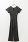 Dark Grey Ribbed Keyhole Short Sleeve Wide Leg Jumpsuit