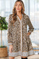 Brown Leopard Print Striped Patchwork 3/4 Sleeve Loose Mini Dress