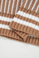Khaki Two Tone Striped Patchwork Drop Shoulder Loose Sweater