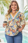 Multicolour Plus Size Floral Print Woven V Neck Half Sleeve Blouse