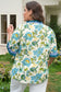Sky Blue Plus Size Frilled V Neck Short Sleeve Floral Blouse