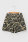Green Camouflage High Rise Denim Shorts