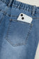 Stone Blue Star Patchwork Cropped Wide Leg High Waist Jeans