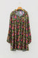 Green Plus Size Floral Print Collared V Neck Loose Mini Dress