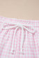 Pink Plaid Zip Neck Sleeveless Top Elastic Waist Shorts Casual Two Piece Short Set