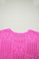 Beau Blue Pointelle Knit Patterned Scalloped Trim Short Sleeve Sweater