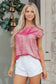 Bright Pink Metallic Round Neck Cap Sleeve Tee