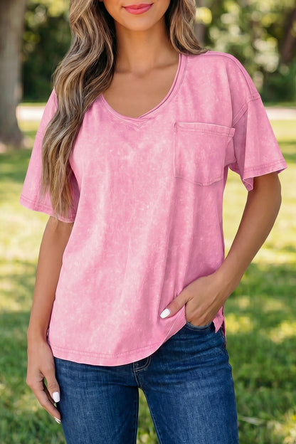 Sachet Pink Cotton Mineral Wash T Shirt