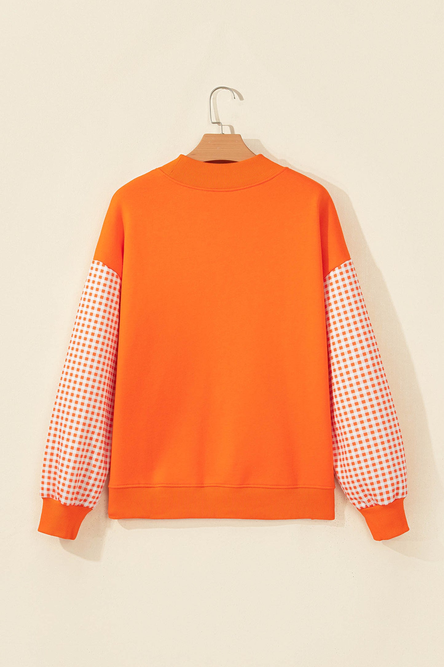 Black Plaid Sleeve Colorblock Loose Tunic Sweatshirt