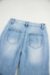 Beau Blue Flower Patched Light Wash Cropped High Waist Jeans