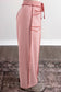 Red Plaid Contrast Trim Drawstring Elastic Waist Shift Pants