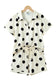 Pink Polka Dot Print V Neck Tee Short Set