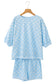 Sky Blue Polka Dot Oversized Top Drawstring Short Set