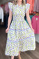 Purple Tulip Floral Print Contrast Trim Midi Dress