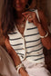 Black Stripe Buttoned V Neck Slim Fit Sweater Vest