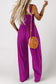 Purple Orchid Smocked Square Neck Sleeveless Jumpsuit with Pockets