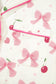 Beige Bow Fruit Print Contrast Pipping Short Pajamas Set