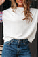 White Floral Ruffled Balloon Sleeve Patchwork Loose Blouse
