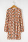 Black Floral Deep V Neck Smocked Bust Bubble Sleeve Babydoll Dress