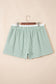 Sky Blue Contrast Trim Plaid Print Plus Size Shorts