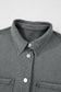 Medium Grey Mineral Wash Chest Pockets Drop Shoulder Shacket with Side Slit