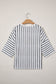 Khaki Stripe Colorblock 3/4 Sleeve Loose T Shirt