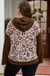 Brown Leopard Print Knit Patchwork Plus Hoodie