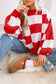 Green Checkered Bishop Sleeve Sweater