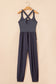 Carbon Grey Back Crossed Straps Hollow Out Jogger Jumpsuit