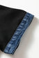Black Colorblock Denim Collar Short Sleeve Plus Size Shift Dress