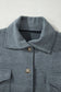 Red Sandalwood Ribbed Knit Buttons Front Flap Pocket Casual Shacket