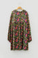 Green Plus Size Floral Print Collared V Neck Loose Mini Dress