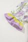 Purple Floral Print Striped Detail Split Neck Flounce Short Sleeve Peplum Blouse