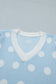 Rose Red Polka Dot Puff Short Sleeve Sweater Top