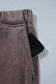 Coffee Mineral Wash Elastic Waistband Plus Size Barrel Pants