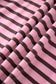 Rose Stripe Striped V-Neck Ribbed Collar Cuff Gathering Puff Sleeve Top