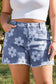 Ashleigh Blue Floral Pattern High Waist Raw Hem Plus Size Denim Shorts