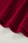 Racing Red Ribbed V Neck Contrast Ribbon Bow Back Drop Shoulder Long Sleeve Top
