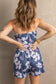Gray Bandeau Floral Print Romper with Pockets