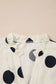 Apricot Casual Polka Dot V-Neck Ruffle Short Sleeve Shift Blouse