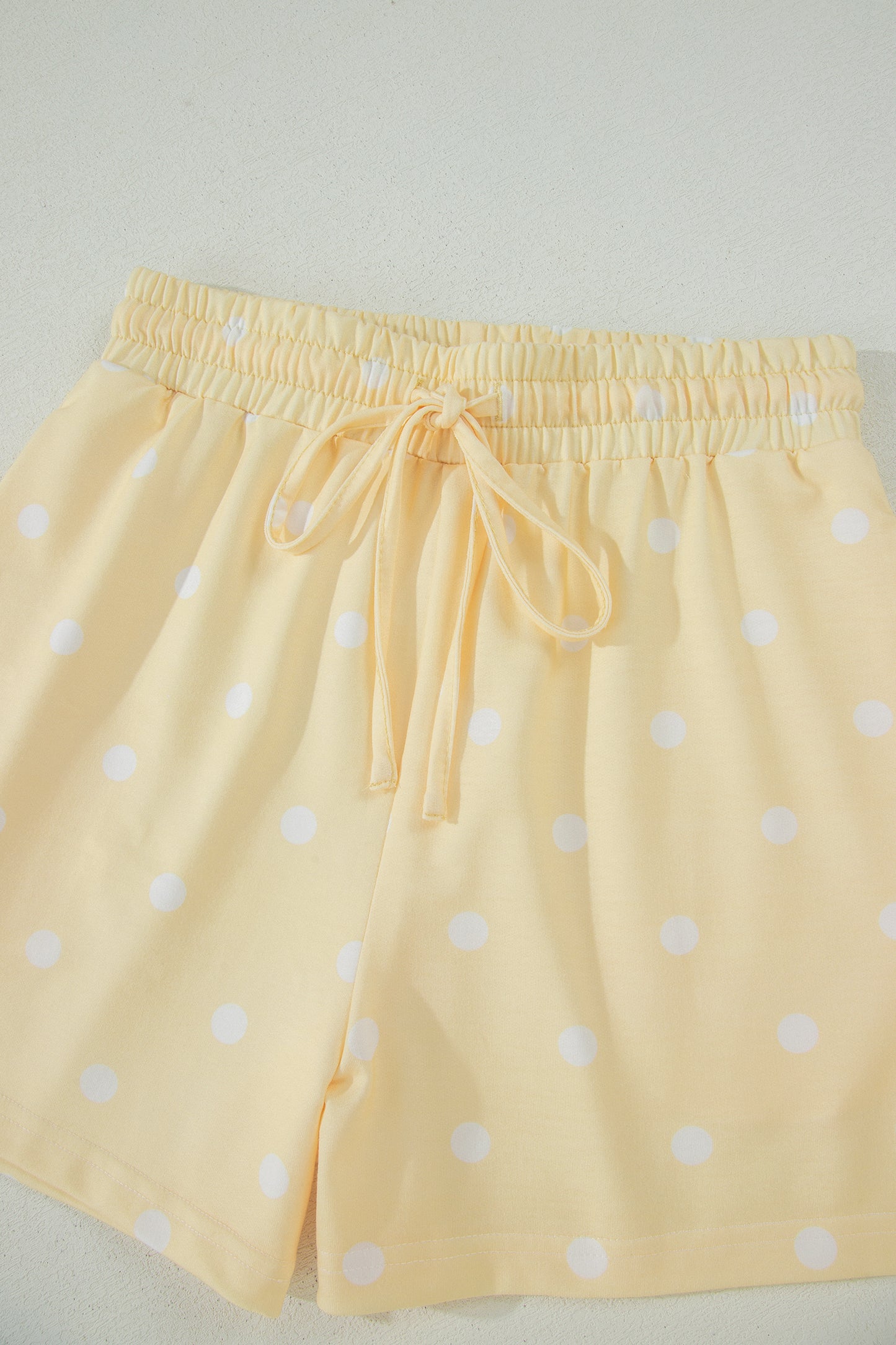 Black Exposed Seam Detail Polka Dot Loose Tee Drawstring Shorts Set