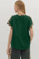 Sea Green Leopard Trim Round Neck Loose T Shirt