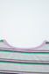 Purple Stripe Oversize Drop Shoulder Long Sleeve Casual Top