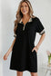 Black Striped Webbing Trim Preppy Polo Tee Dress