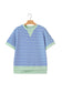 Pink Stripe Contrast Trim Loose Short Sleeve Top
