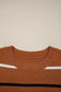 Brown Stripe Striped Ribbed Edge Drop Shoulder Sweater