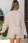 Khaki Checkered Long Sleeve Crop Top High Waist Skort 2pcs Set